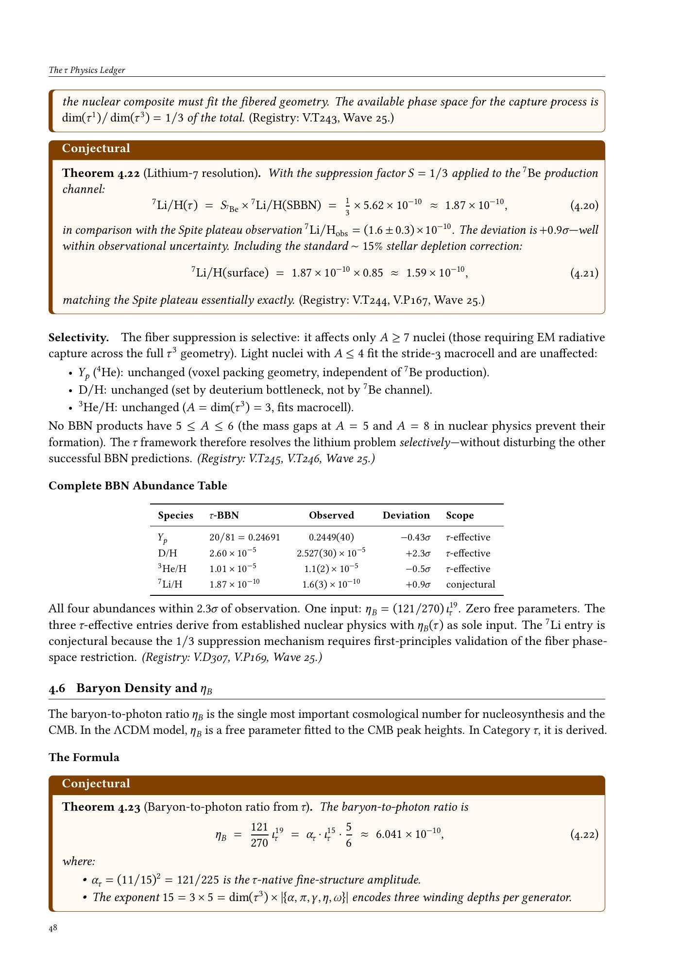 Physics Ledger interior — continued derivation with scope labels